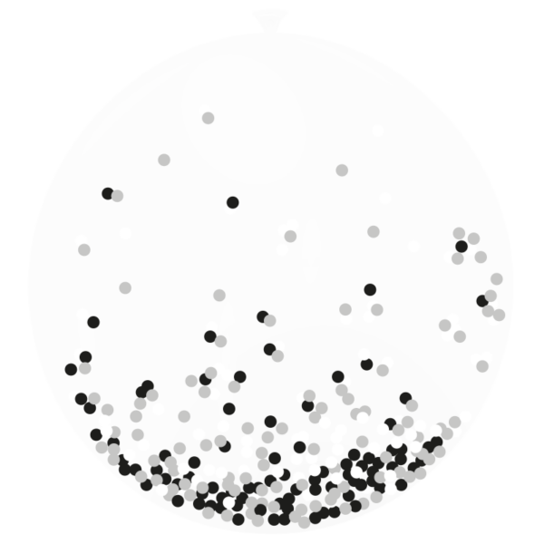 Ballon confettis blanc, noir et argent