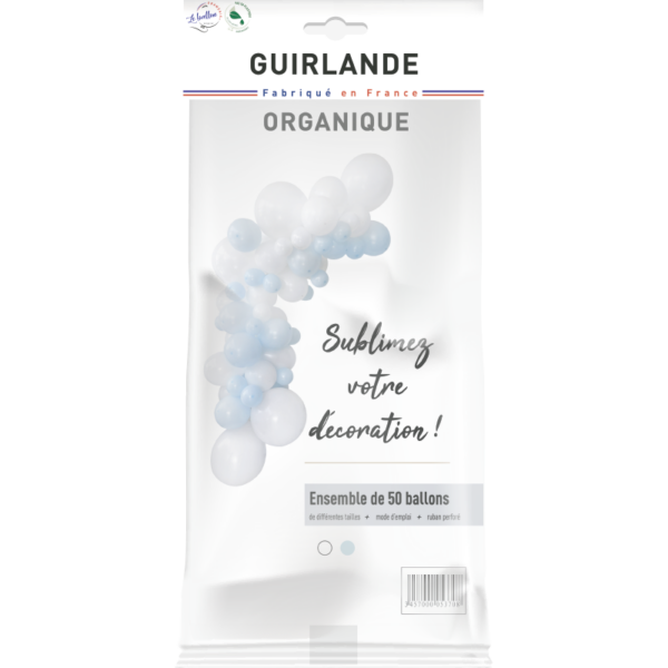 Guirlande organique bleu pastel et blanc – Image 2